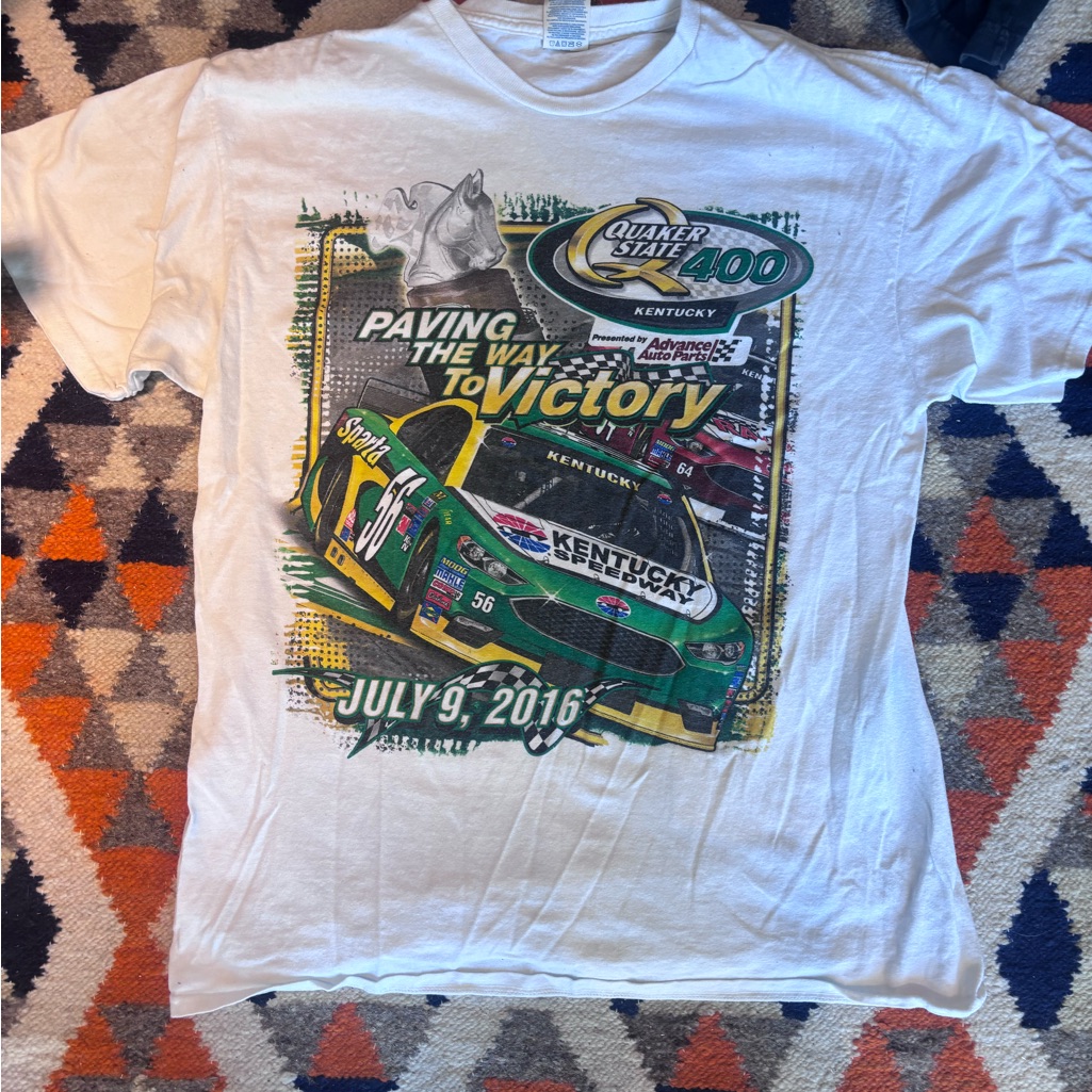 White Quaker State 400 Graphic Nascar TShirt